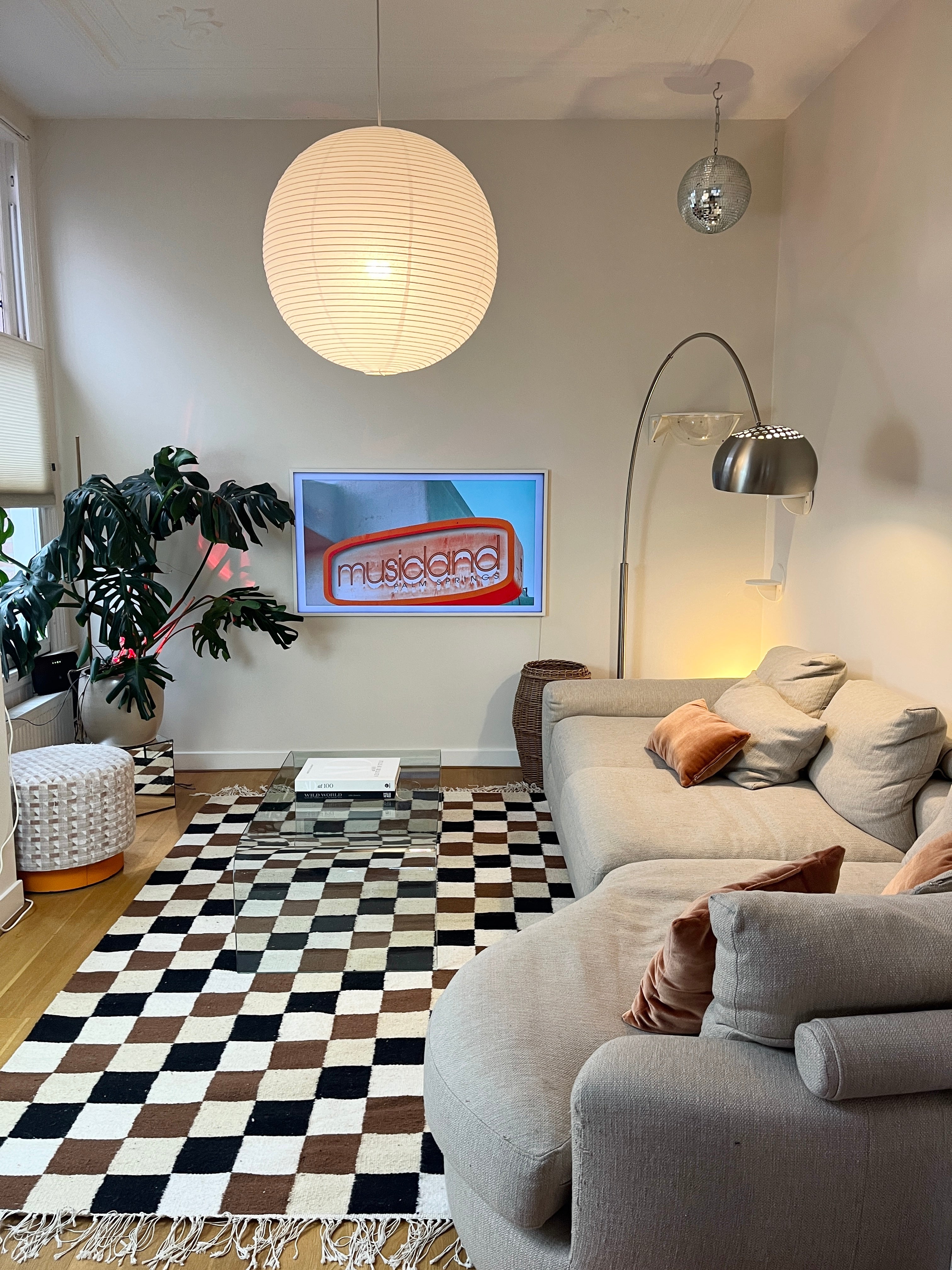 Salma Handmade Wool Rug – Checkered Black, Brown & Cream – 162cm × 262cm